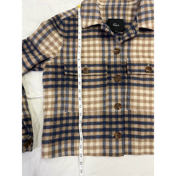 Rails Steffi Plaid Cropped Jacket, Size Small, Flannel Wool Blend, Blue/Beige - Picture 11 of 13